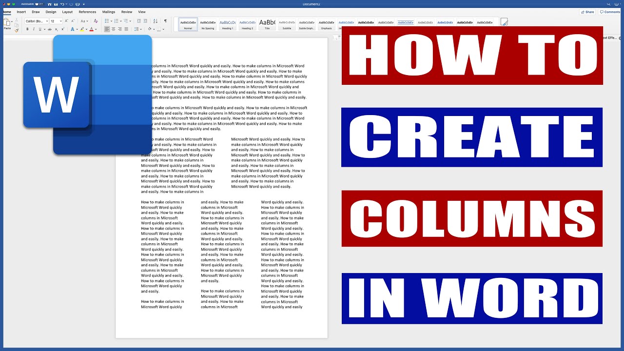 create columns in word 2016 for mac